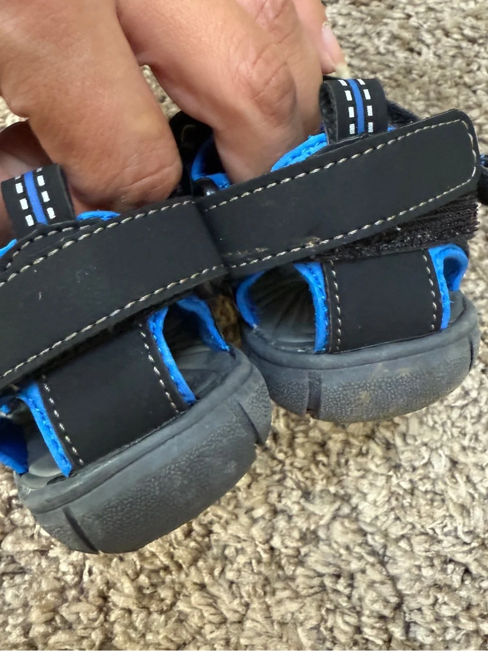 Crown Vintage Black and Blue Kids Active Sandals